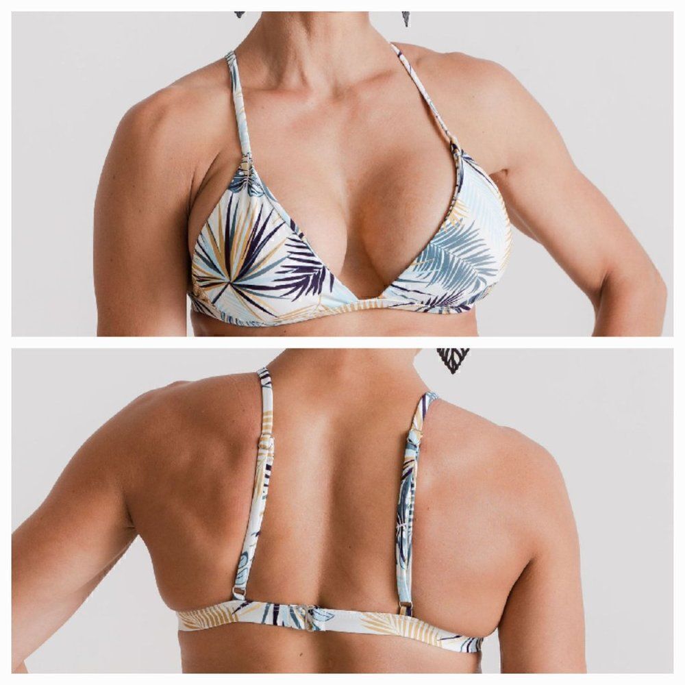 Green Palm Triangle Bikini Top NWT